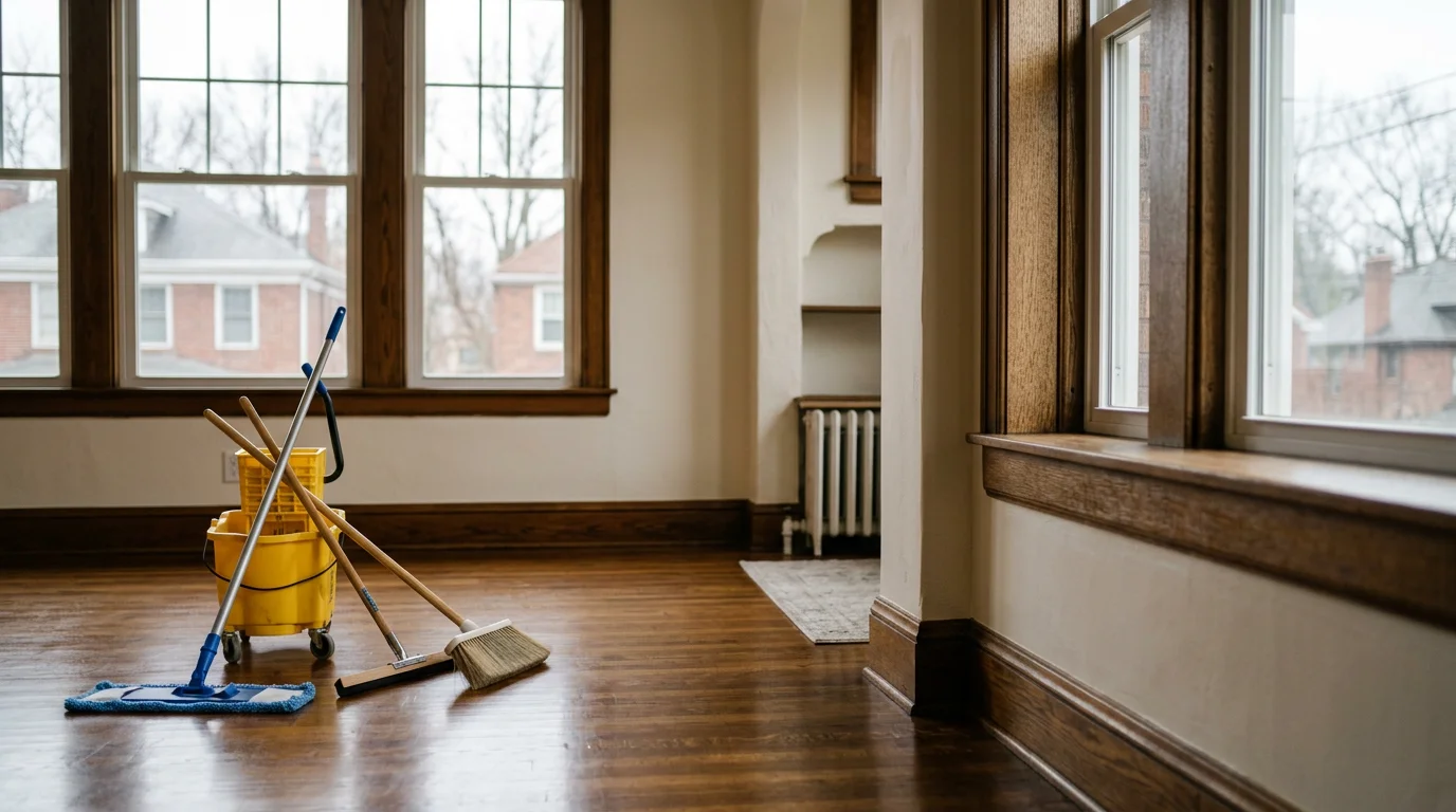 Clean residential home interior after construction completion